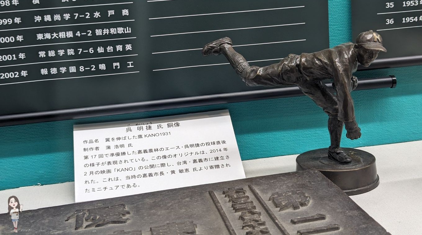 嘉農的王牌吳明捷先生投球的銅像