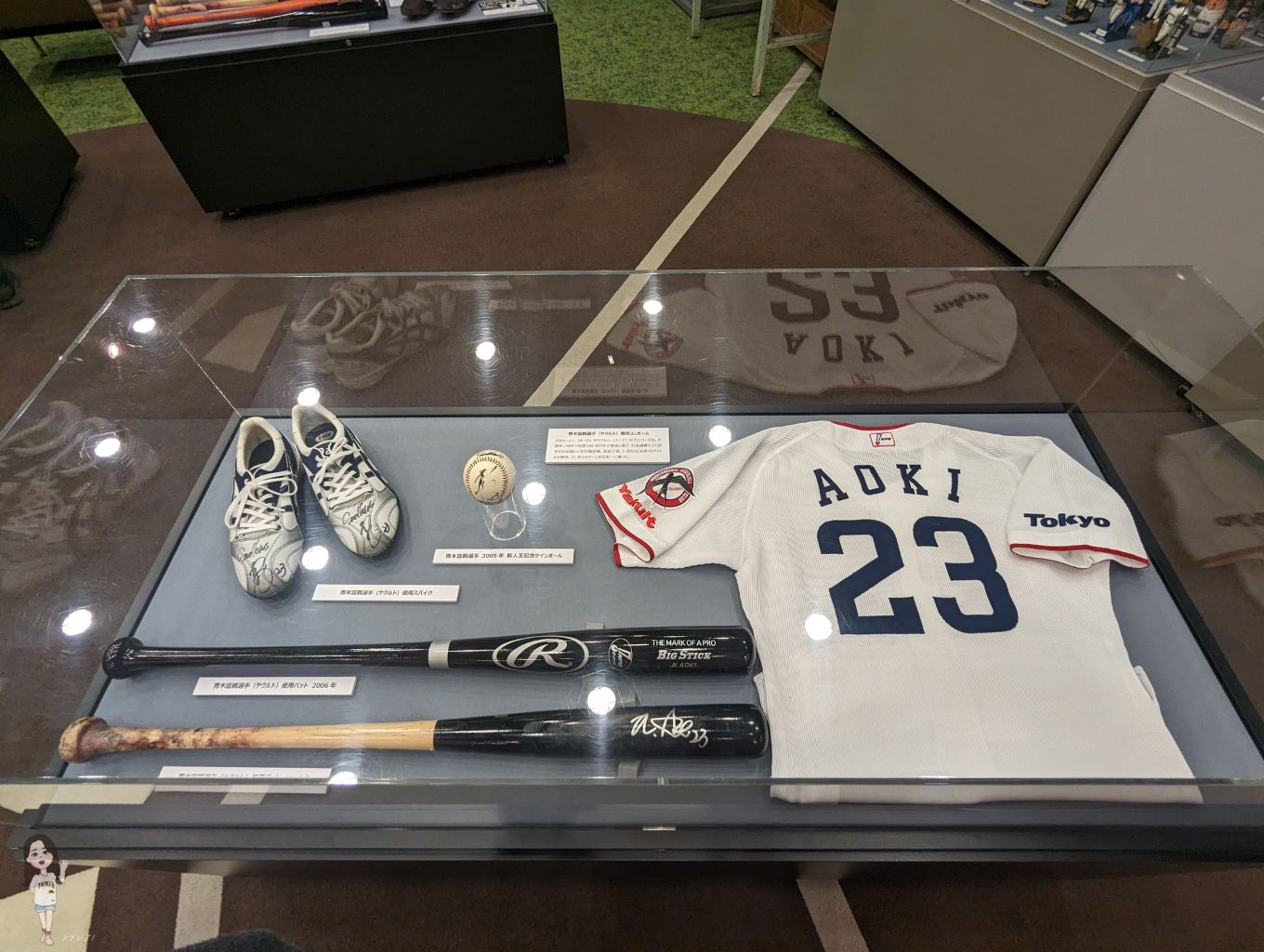 青木宣親選手的球衣、釘鞋、球棒、2005年新人王紀念簽名球